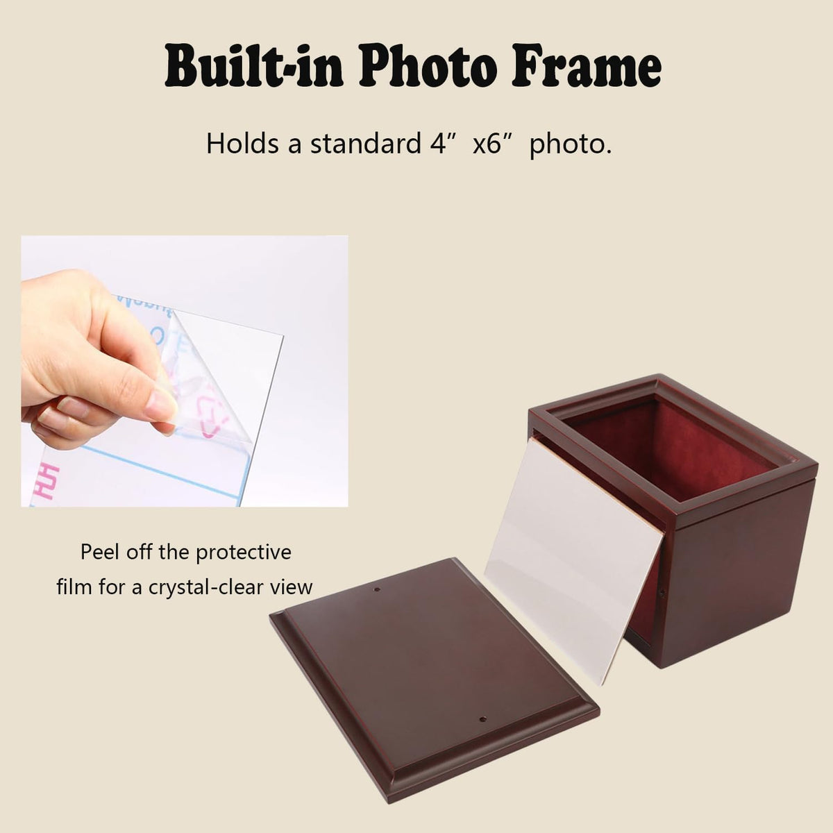 Wooden Pet Memorial Keepsake Urns for Small/Medium Dogs & Cats （Small）, Photo Box Pet Cremation Urn，Cremation Urns