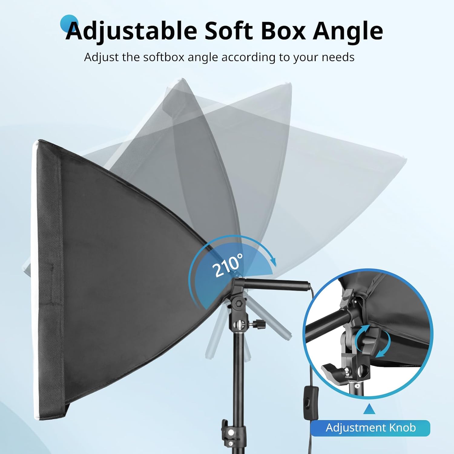 Softbox Photography Lighting Kit, 16” x 16” Continuous Lighting Kit with 40W E27 Socket 6500K Bulb, Professional