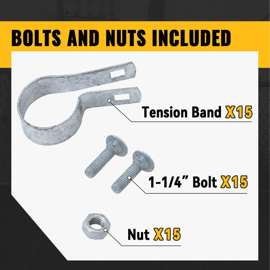 Chain Link Tension Bands 2-3/8", Fence Tension Bands, 15 PCS