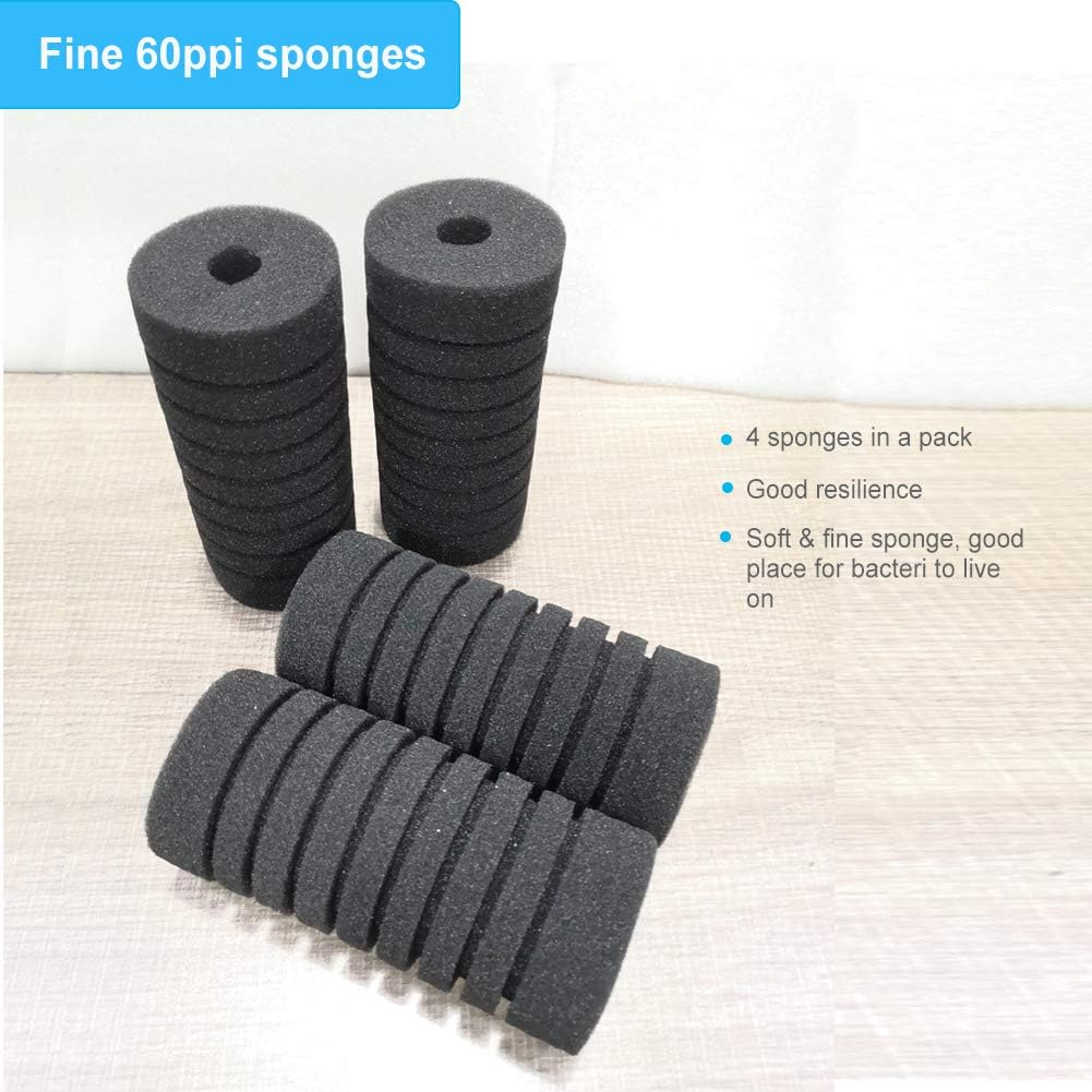 Pack of 4 Replacement Sponges for Aquarium Double Sponge Filter (M)