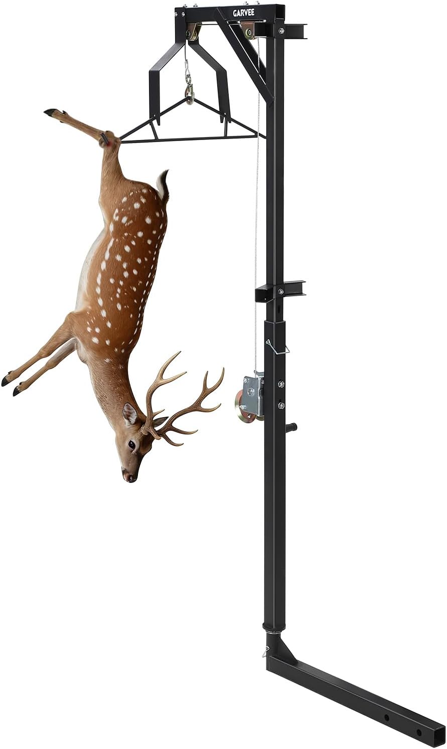 Heavy Duty Deer Hoist with Winch & Gambrel - 500LB Capacity - 360° Swivel - Adjustable Hitch-Mounted Game Lifter for