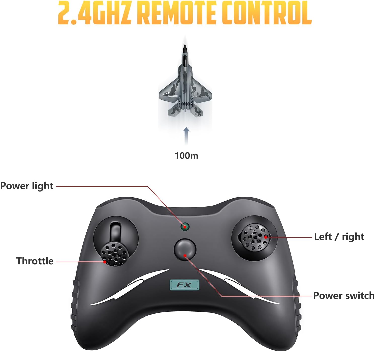 2CH F-22 RC Glider, Easy Fly RC Plane for Kids & Beginners | 2.4GHz anti-interference, stable flight, crash-resistant