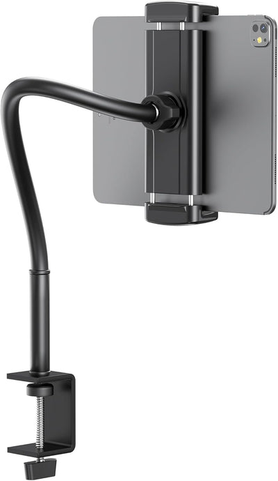 Tablet Stand for Desk, Gooseneck iPad Holder Clamp Mount, 360° Adjustable
