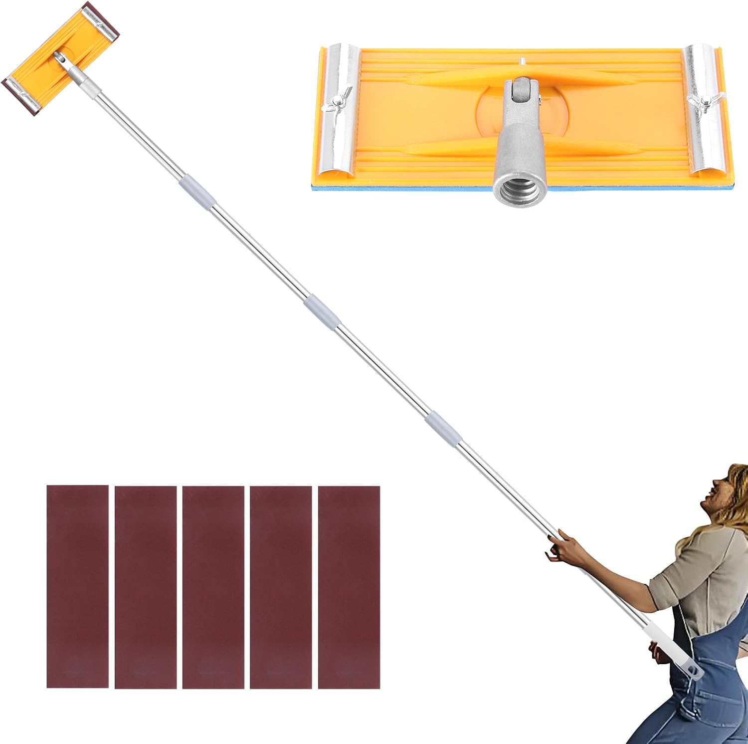 Pole Sander for Drywall, Drywall Sander Tool with Adjustable Pole 31" to74 | Adjustable 31–74" Extension Pole