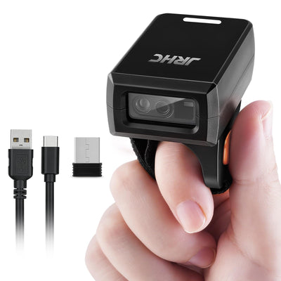 1D 2D Finger Barcode Scanner, Mini Wearable Ring 2.4G Wireless & USB Wired & Bluetooth Scanner, Portable Image QR Bar