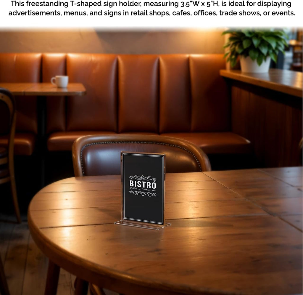 Acrylic Sign Holder for 3.5" x 5" Signs Elegant Double Sided Table Number Display Clear Acrylic Place Card Stand for