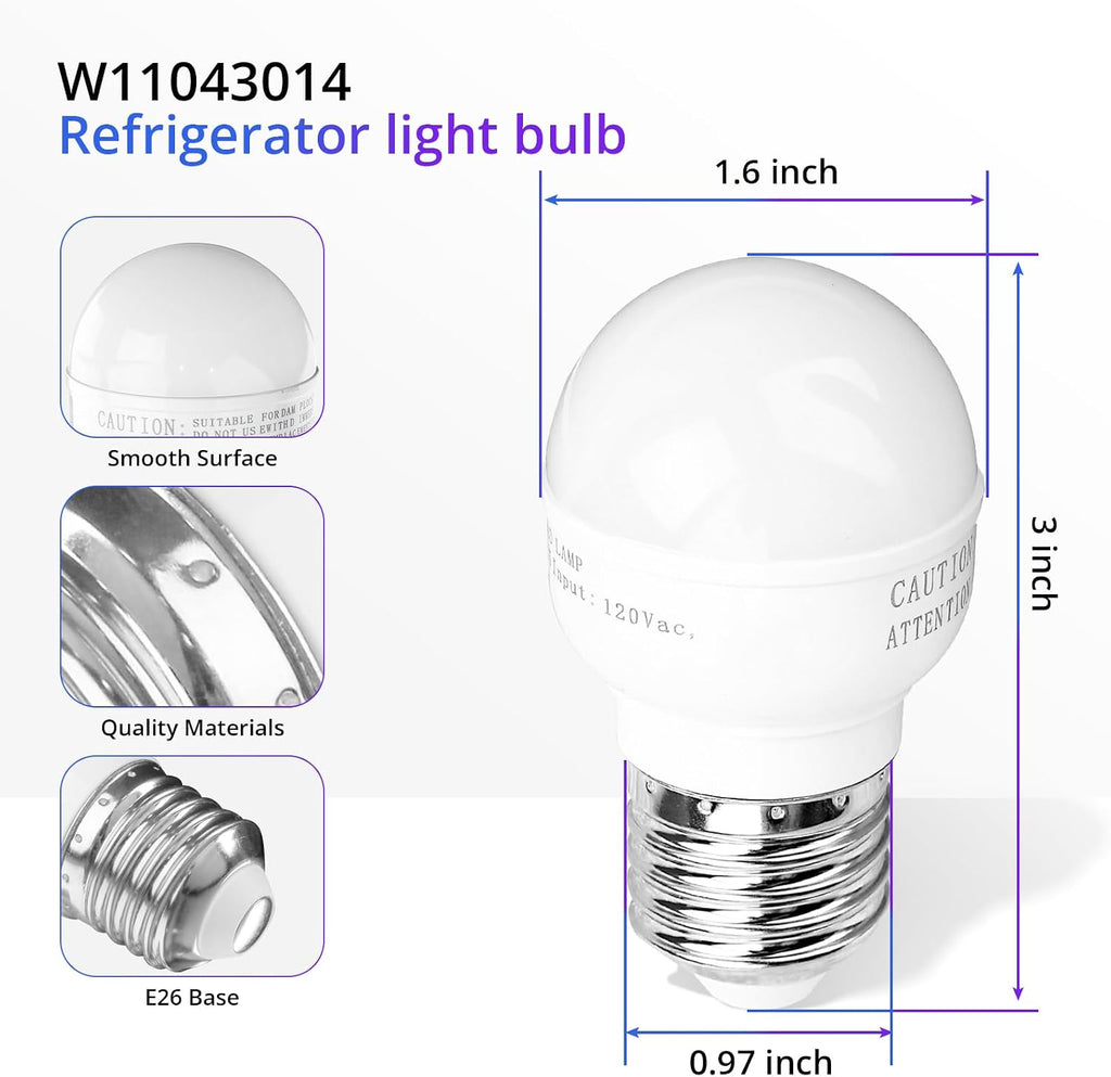 showingo W11043014 W10565137 W10805744 Refrigerator LED Light Bulb Replacement for Whirlpool Frigidaire Maytag Jenn-Air Amana Replaces W11125625 W11216993 W10820003 W10865849 PS12349398 4396822(1 PC)