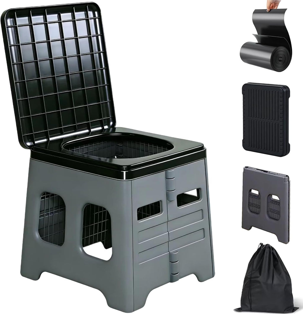 Portable Camping Toilet for Adults - Portable Folding Toilet with Lid,Travel Portable Potty for Adults,Porta Potty