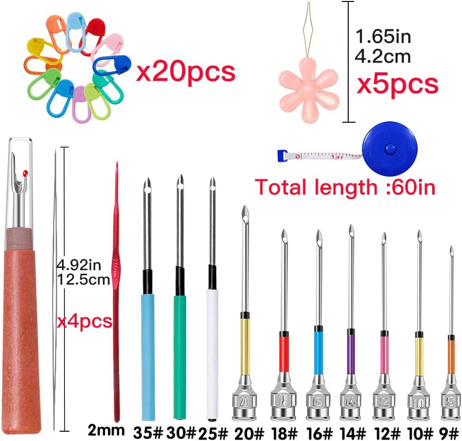 Punch Needle, 43 Pieces Punch Needle Tool Embroidery Kit | Punch Needle Embroidery Kit with Embroidery Tools, Seam