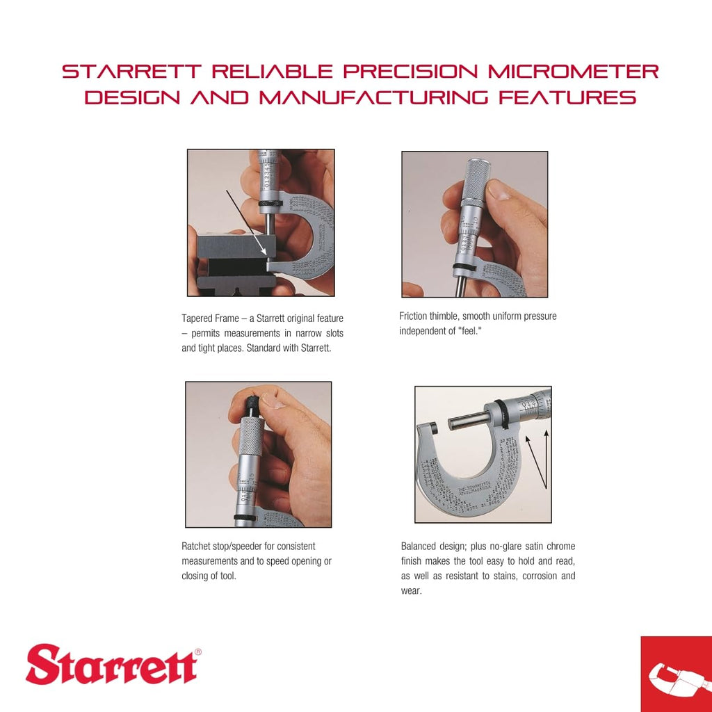 Starrett Blade Type Micrometer, 5-6" Range, .001" Graduation
