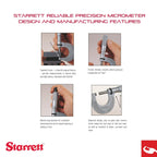 Starrett Blade Type Micrometer, 5-6" Range, .001" Graduation