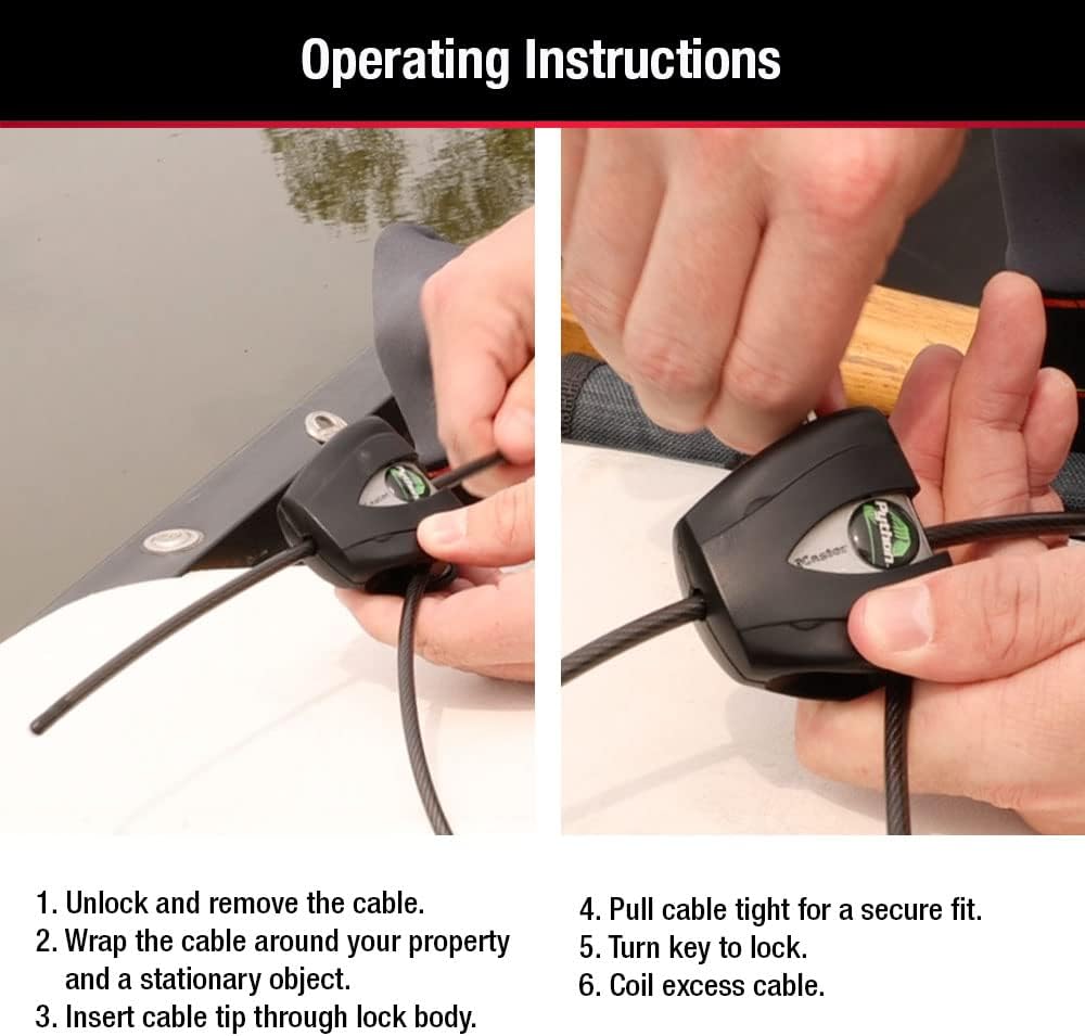 Black Python Bike Lock with Key, Adjustable Metal Cable Lock has a Weather Resistant Vinyl Coating for Outdoor