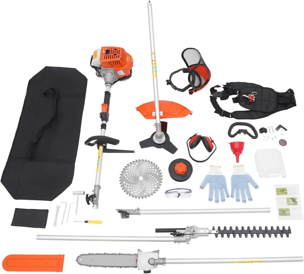 5 in 1 Gas Weed Eater, 2 Stroke 52CC 2.3HP Gasoline Weed Wacker Air Cooled Single Cylinder Gas Trimmer Alloy Steel
