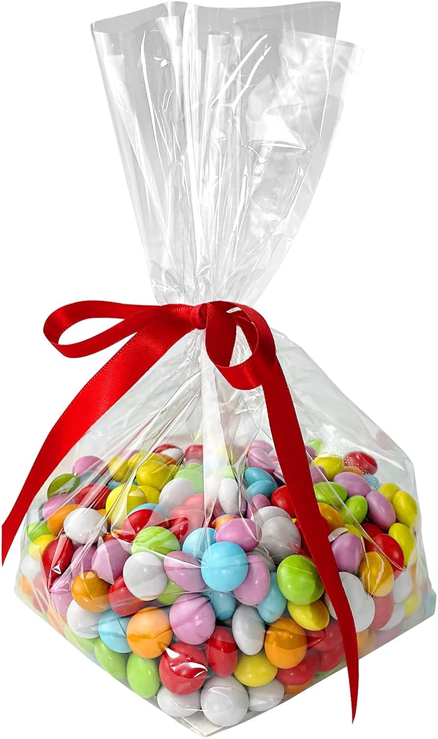 Gusseted Flat Bottom Cellophane Bags 4x4x10 In 50Pcs