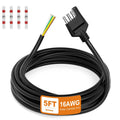 4 Way Trailer Wiring Harness 5FT Jacketed Cable, 16AWG 4 Pin Flat Trailer Extension Connector Trailer Wire 4 pin