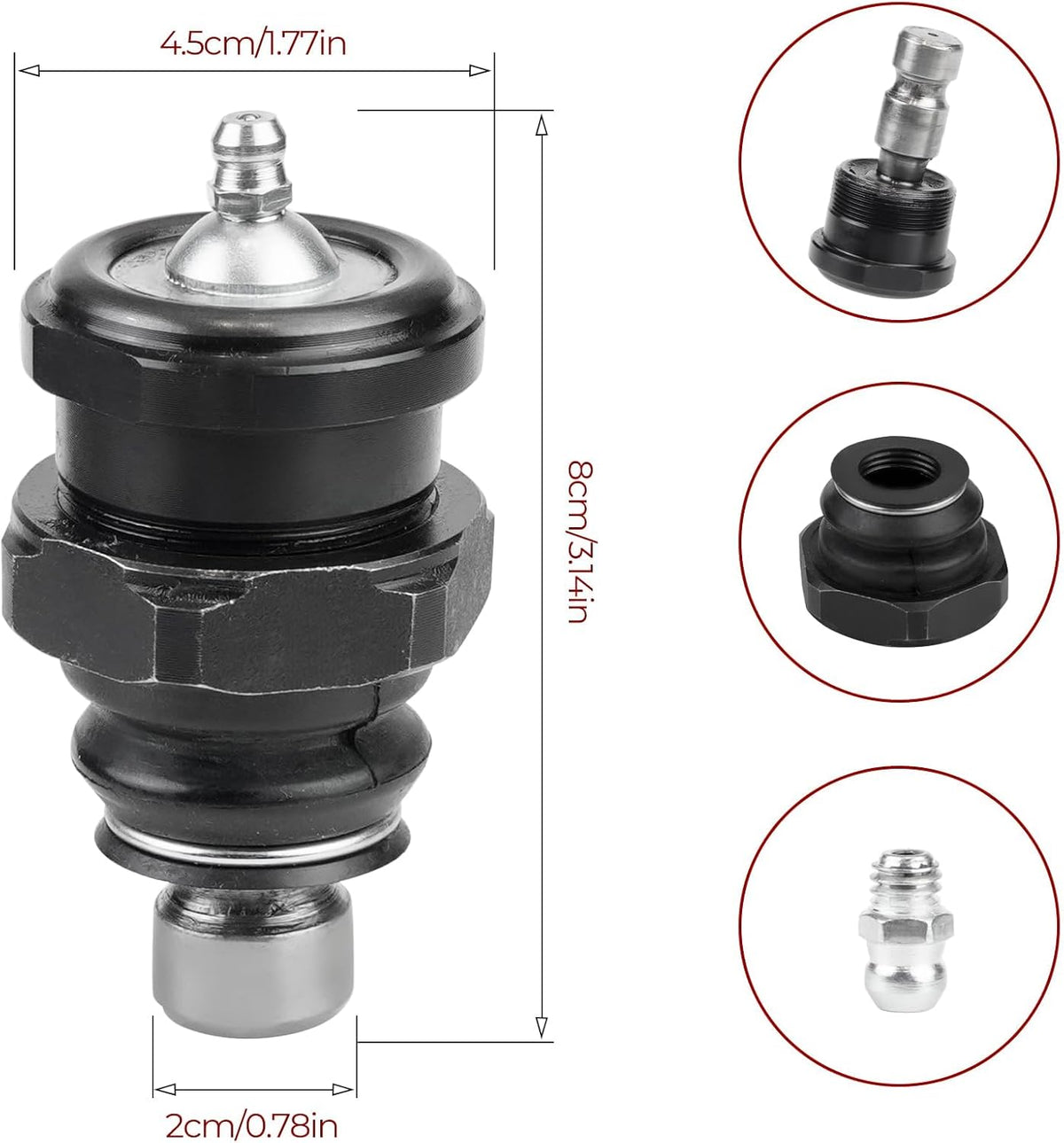 4PCS Pack Ball Joints Compatible with Polaris RZR XP 1000 2014-2024 RZR XP Turbo 2016-2024 Replace KRZRBJ10