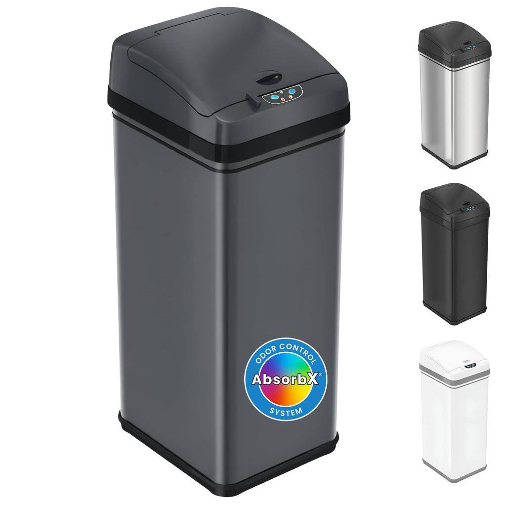 13 Gal Sensor Kitchen Trash Can with Lid | Pet Lock Odor Filter