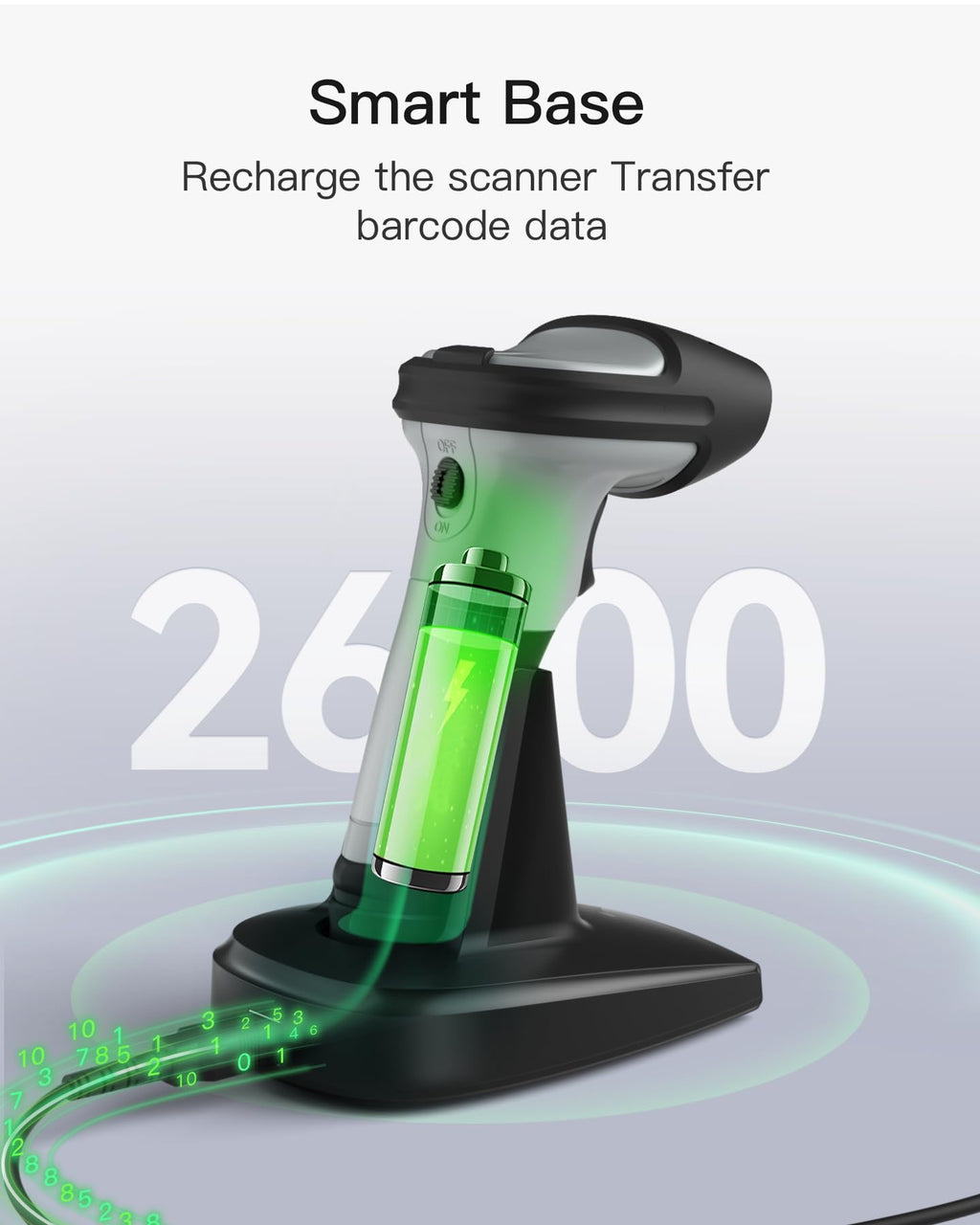 2D Barcode Scanner, Wireless Bluetooth QR Code Scanner with Cradle
