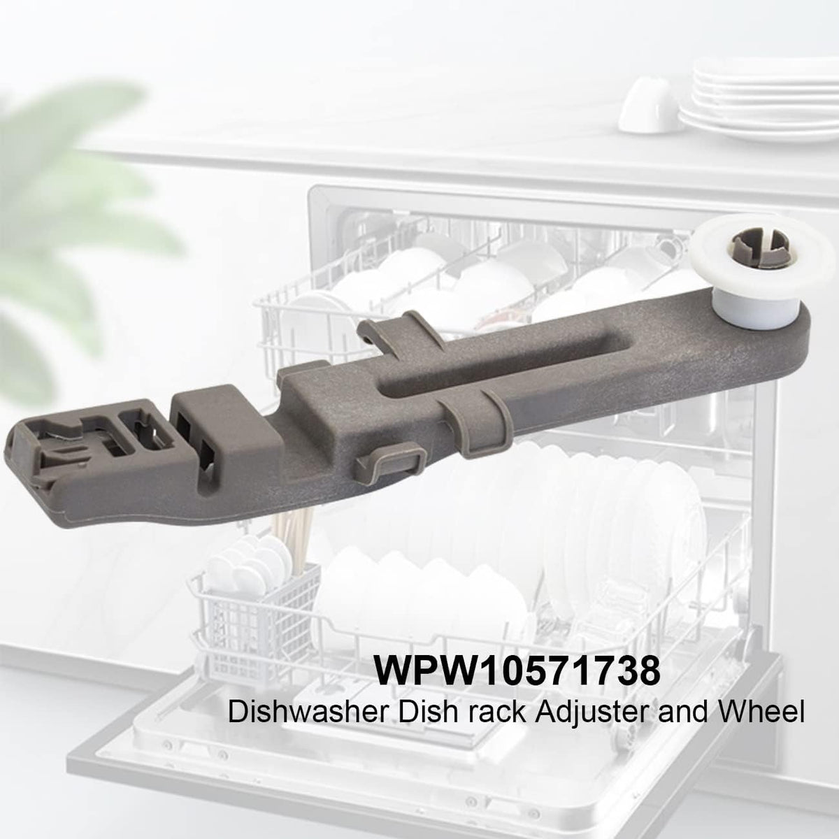 W10571738 3449627 Dishwasher Upper Dishrack Adjuster and Wheel Assembly Replacement Compatible with Whirlpool, Maytag Dishwasher PS11756470, WPW10571738, AP6023130, 3449627