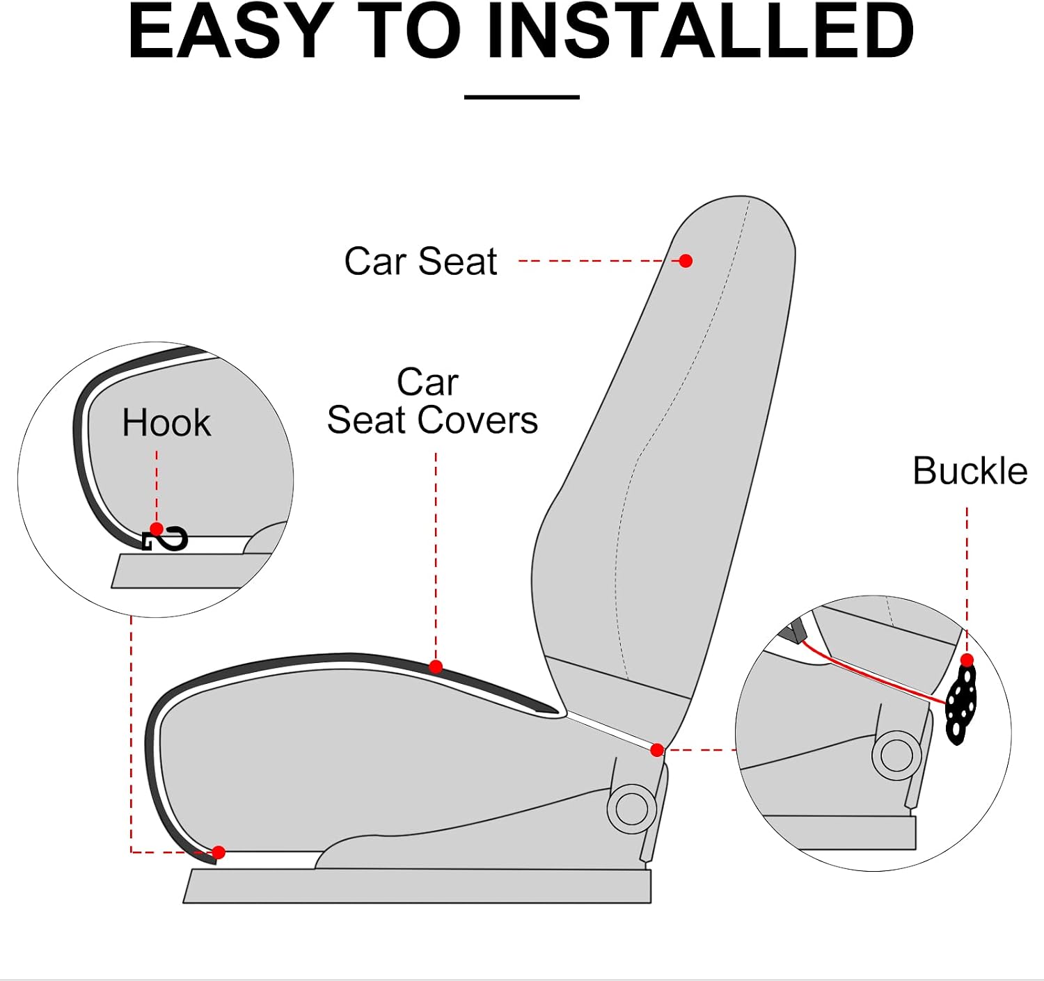 2 Comfortable Car Seat Covers Universal Front Seat Coves for Car Accessories with Storage Pockets, Padded Car