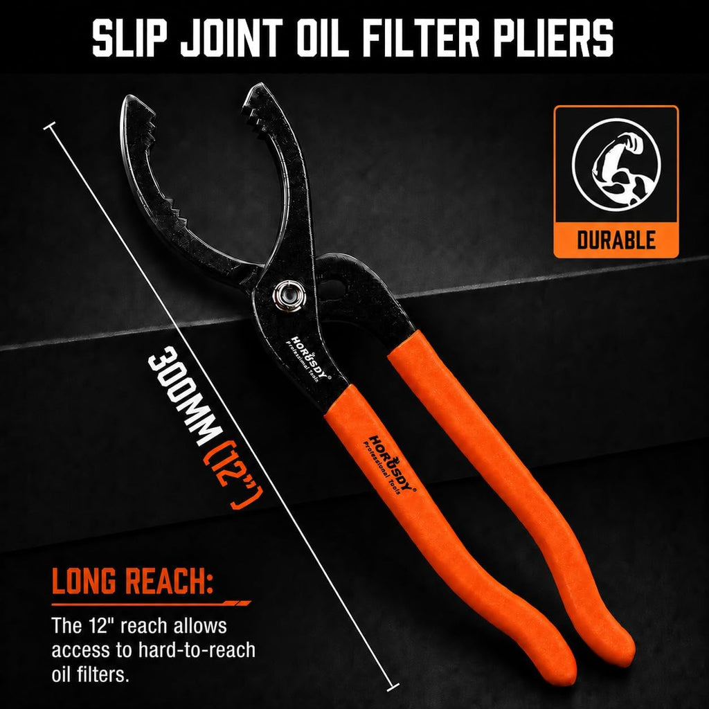 12" Adjustable Oil Filter Pliers, Adjustable Oil Filter Wrench Removal Tool (Orange)
