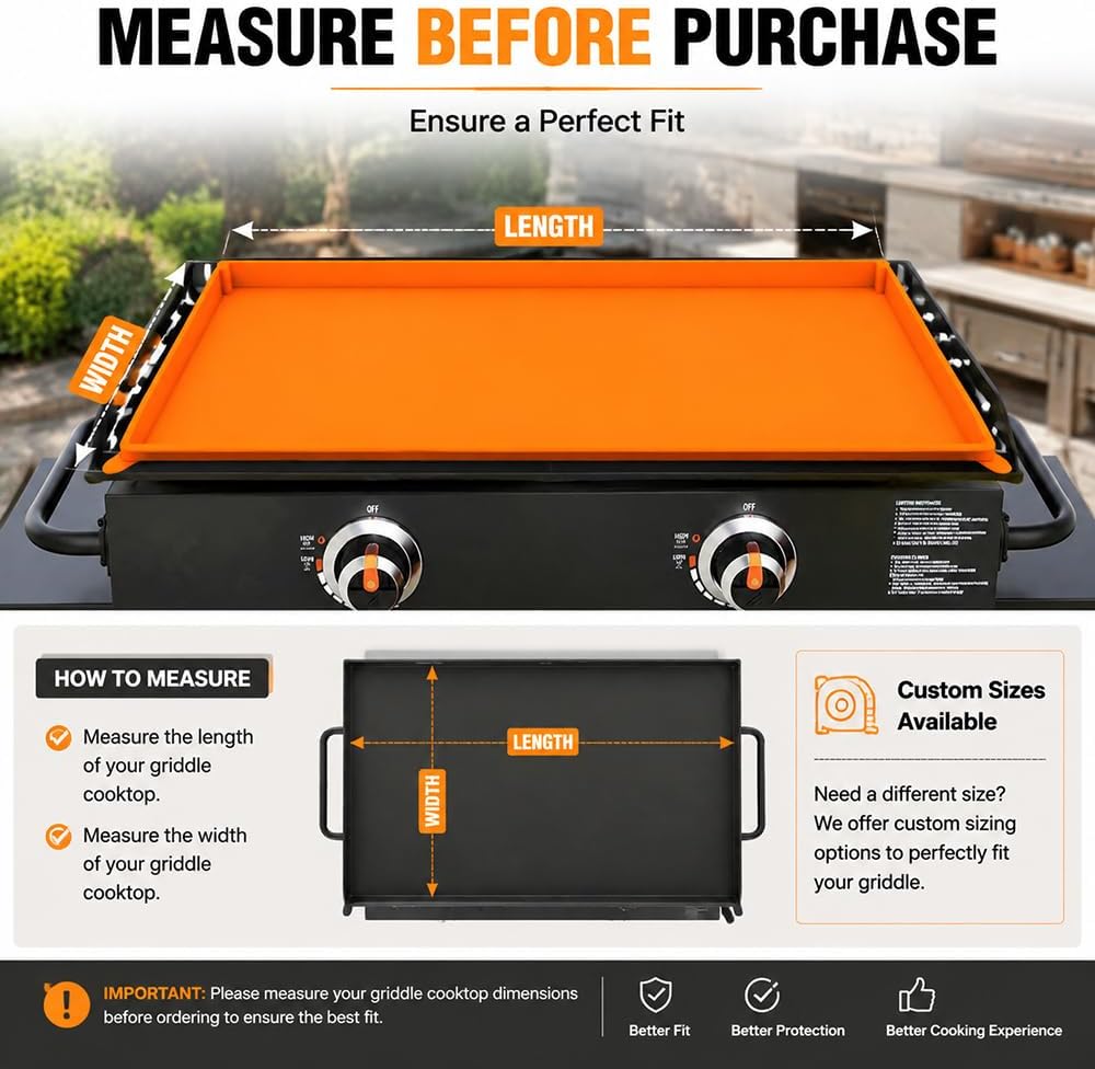 Silicone Griddle Mat for LoCo Cookers 36" Series II Propane Flat Top Griddle, Heat Resistant Non Stick Flat Top Grill