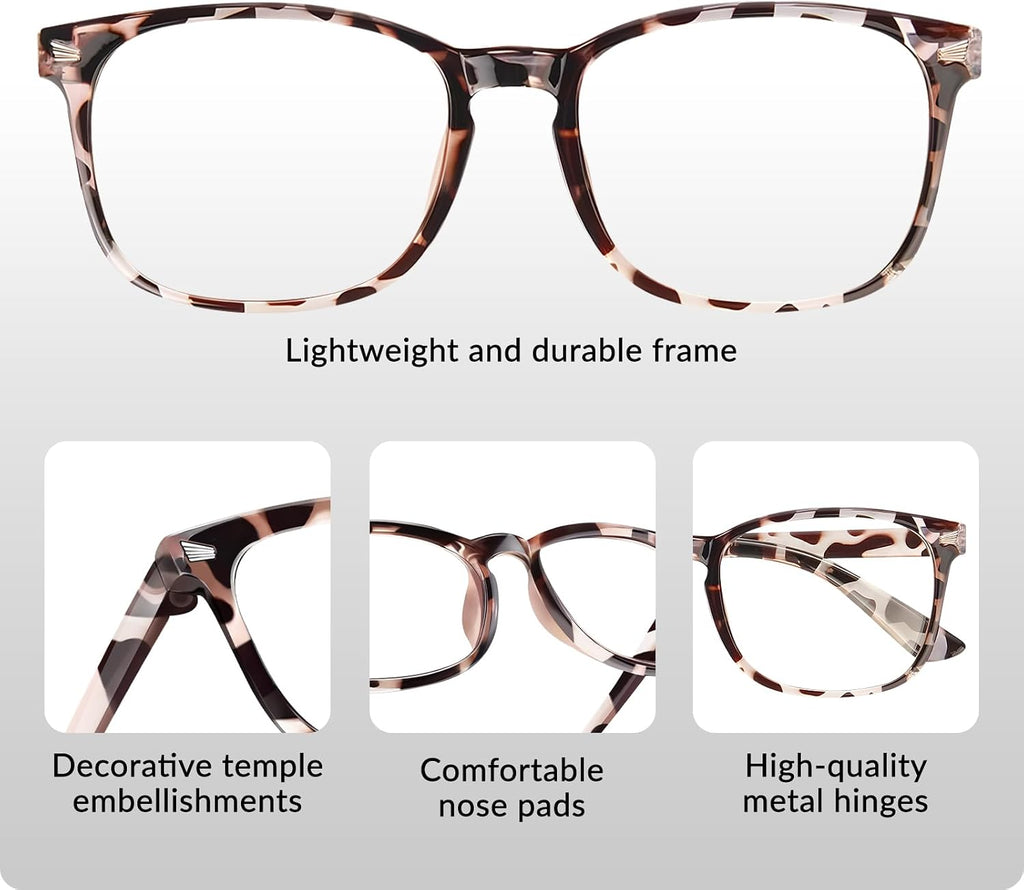 Blue Light Glasses for Woman Men, 99% Blocking Square Frame 5 Pairs | Anti Eyestrain & UV Glare Protection, Computer