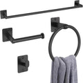Black Bathroom Accessories Set, 4-Piece Bathroom Hardware Set | 24 inch Towel Bar, Towel Racks for Bathroom, Robe