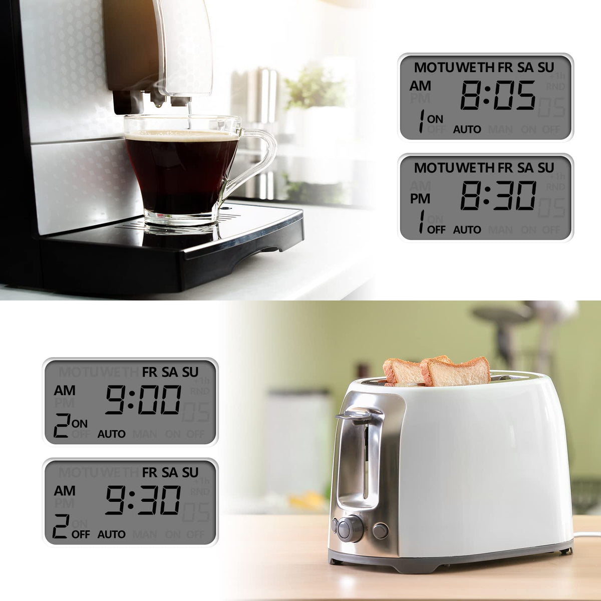 BN-LINK Digital Outlet Timer for Light, 7 Days Programmable Timer for Lamps