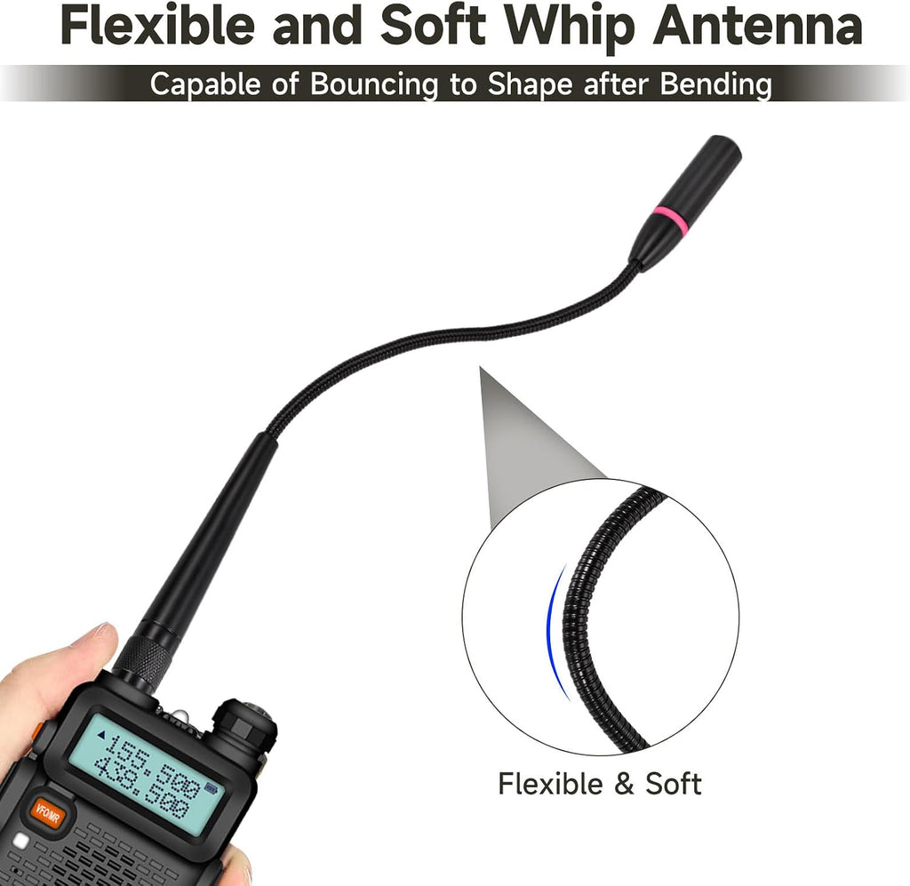 Dual Band VHF UHF 136-174MHz 400-470MHz Ham Radio Antenna | Two Way Radio Walkie Talkie SMA Female Soft Handheld