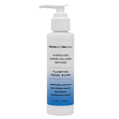 Plumping Facial Elixir with Hydrolyzed Marine Collagen + Peptides, 4 fl oz