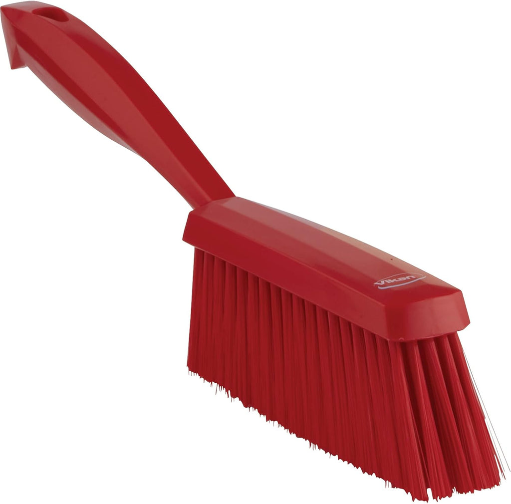 45874 Bench Cleaning Brush, Polypropylene/Polyester Soft Bristle Dustpan Brush & Sweeper With Handle, 14-Inch, Red