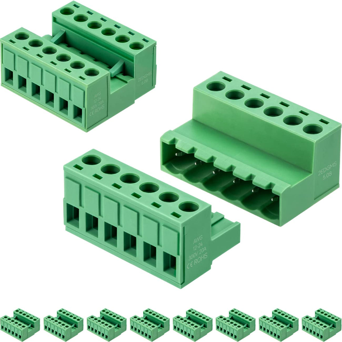 10 Sets 6 Pin 5.08mm PCB Screw Terminal Block Phoenix Connectors