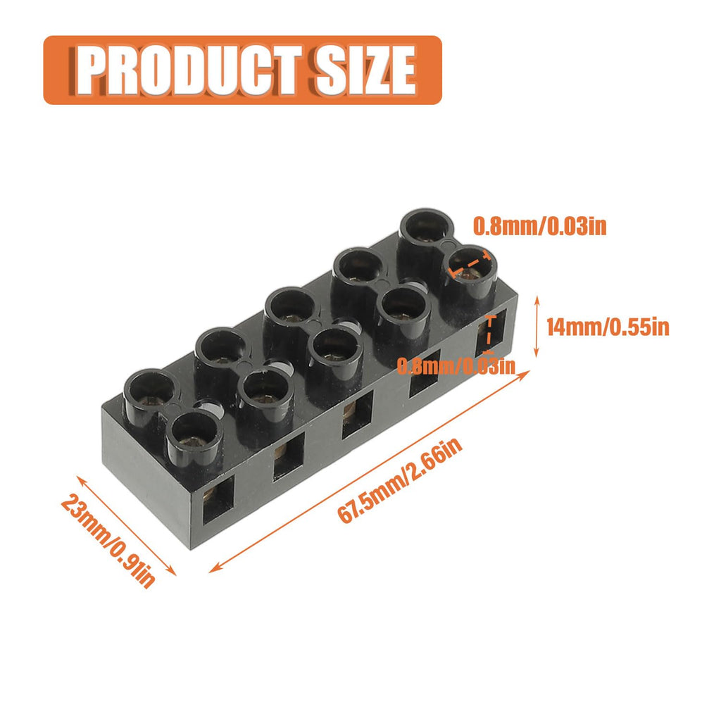 JAMHER 3PCS Dual Rows Terminal Block 500V 20A 5 Position Screw