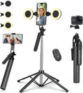 Metal Selfie Stick Tripod for iPhone with Light,70 inch Cellphone Selfiestick with Remote,Phone Tripod Holder for