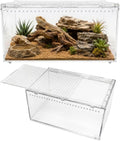 Large Clear PC Reptile Terrarium, 11.81×7.87×5.91 Inch Ventilated Habitat with Magnetic Door for Gecko, Frog