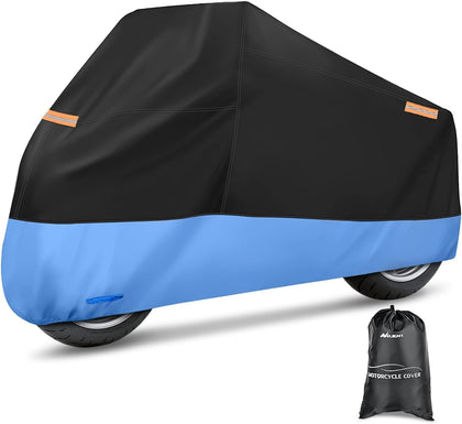 NIilight Motorcycle Cover Waterproof Outdoor All Weather, Up to 108 in | Oxford Fabric with Lock Holes, Reflective