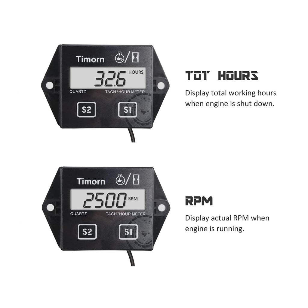 Timorn Small Engine Tachometer, Waterproof Tachometer for Small Engine