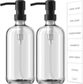 Glass Soap Dispenser with Pump, 2 Pack Clear Bathroom Hand Soap Dispenser with Stainless Steel Pump, 17 Fl Oz