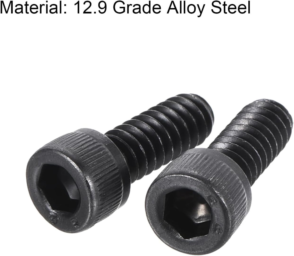 uxcell #10-24x1/2" Hex Socket Head Cap Screw Bolts 12.9 Grade Alloy Steel 25pcs