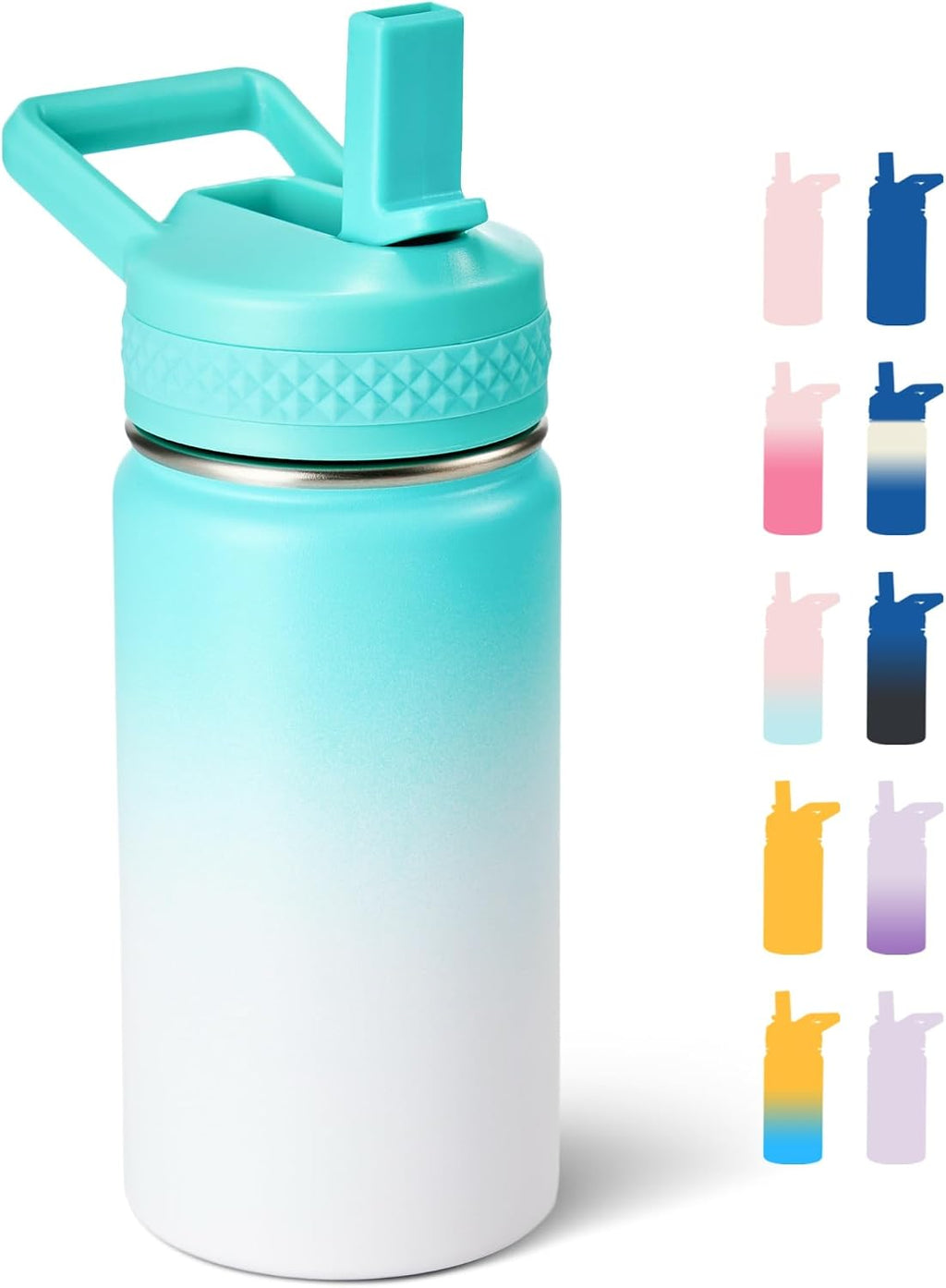 12 oz Kids Water Bottle, Toddler Water Bottle with Straw, Boys&Girls Bottle for School, 304 Stainless Steel Vacuum