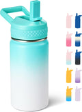12 oz Kids Water Bottle, Toddler Water Bottle with Straw, Boys&Girls Bottle for School, 304 Stainless Steel Vacuum