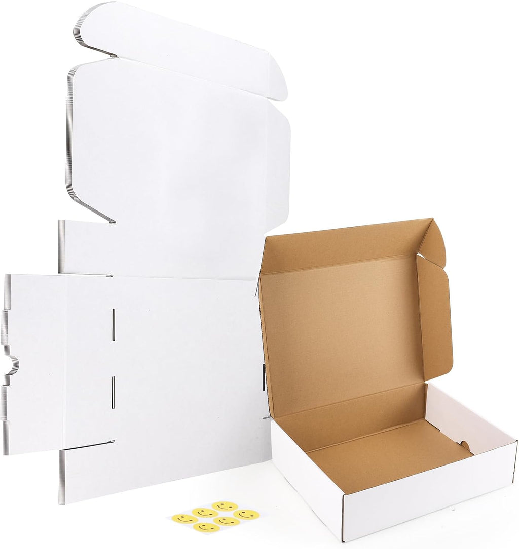 12x9x3 inches Shipping Boxes Set of 6, White Corrugated Cardboard Mailer Box for Packing, Mailing, Small Business