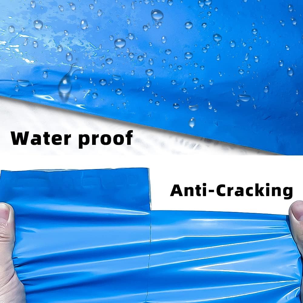 200 pcs 10x13 Inches Blue Poly Mailers Shipping Envelopes, Strong Adhesive Sealing, Waterproof, and Tear-resistant