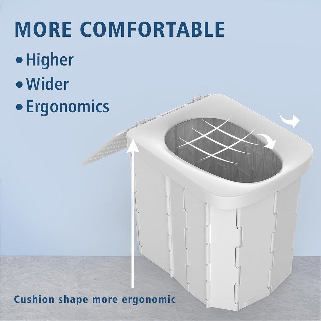 XL Portable Toilet for Adults & Kids, Extra Large Camping Toilet | XL Portable Folding Toilet with Lid,Travel