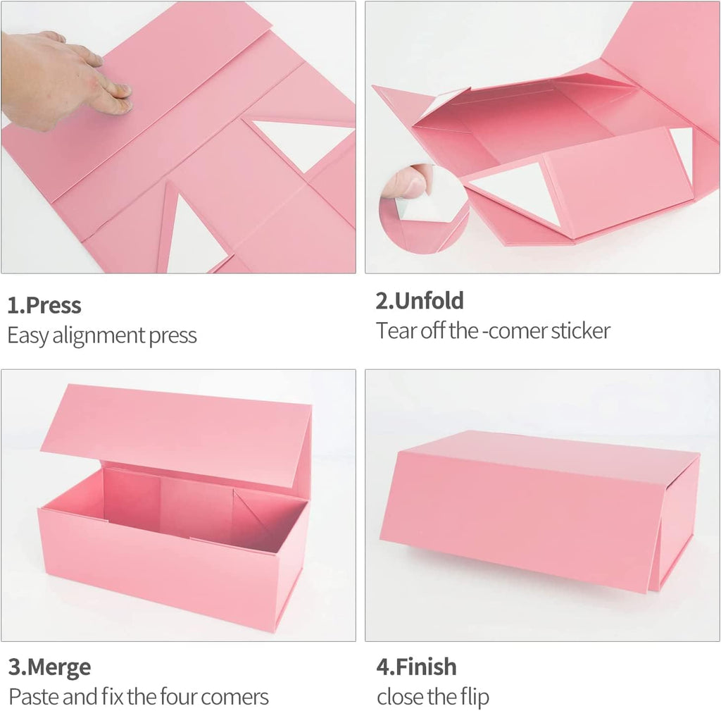 Pink Gift Box 10" x 6" x 3", Magnetic Closure Lid Gift Boxes for Presents