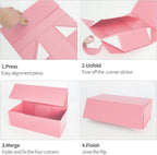 Pink Gift Box 10" x 6" x 3", Magnetic Closure Lid Gift Boxes for Presents