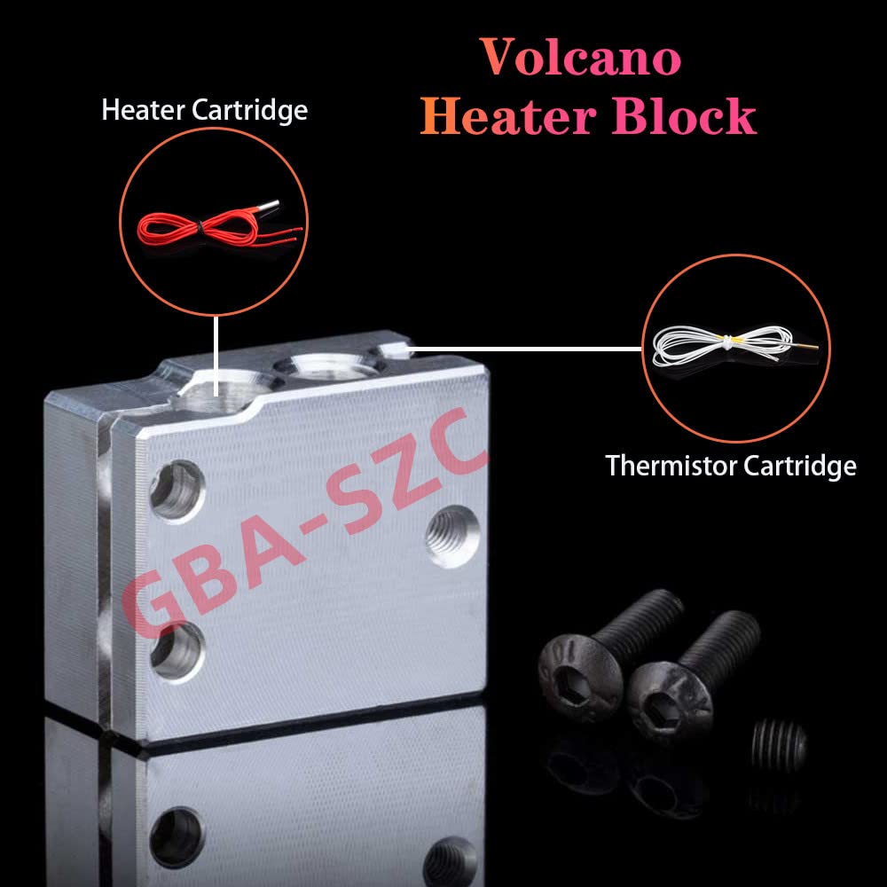 V6 Volcano Hotend All Metal Kit,Heatsink,Heater Block Titanium Alloy Heatbreak,Volcano Hardened Stee Nozzle for V6