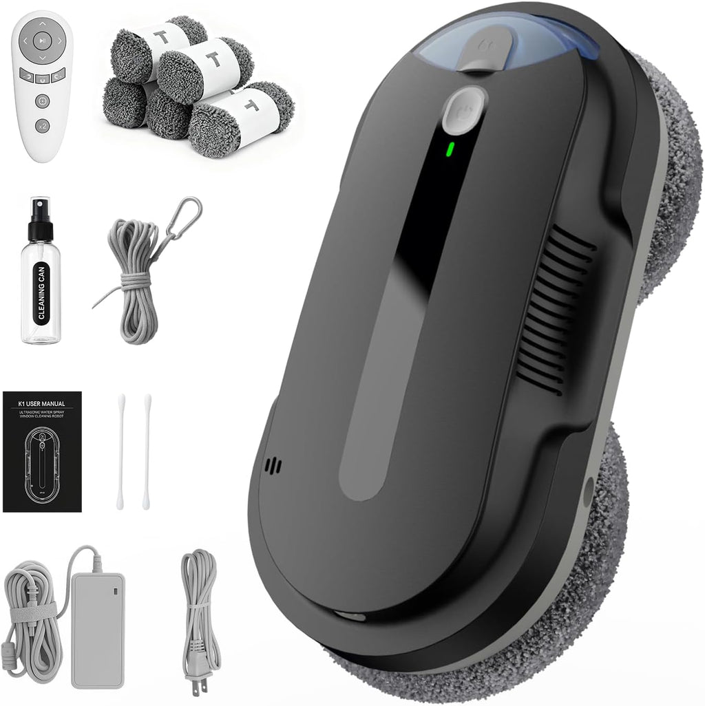 Window Cleaning Robot - Double Helix 4800-6400Pa Suction, (Black)