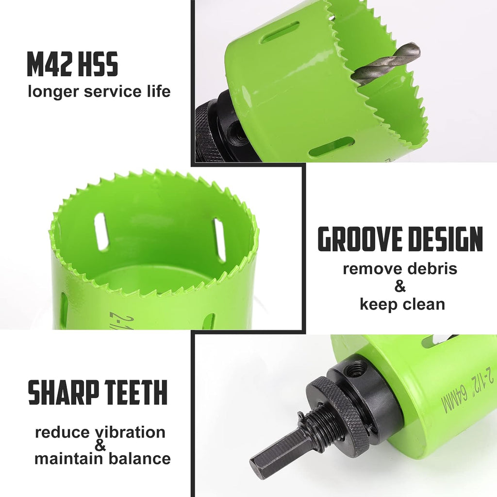 Hole Saw Kit, 18-Piece Hole Saw Set, M42 Bi-Metal for Metal